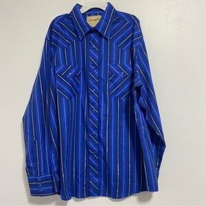 Wrangler Snap Western Long Sleeve Shirt Men’s Blue Striped XL WM074BL